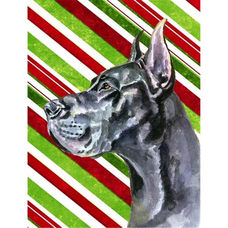 Carolines Treasures Black Great Dane Candy Cane Holiday Christmas Flag Canvas House Size LH9592CHF